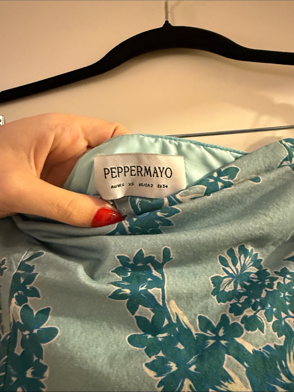 PEPPERMAYO Strapless Aqua Blue Floral Midi Dress - Picture 2 of 3